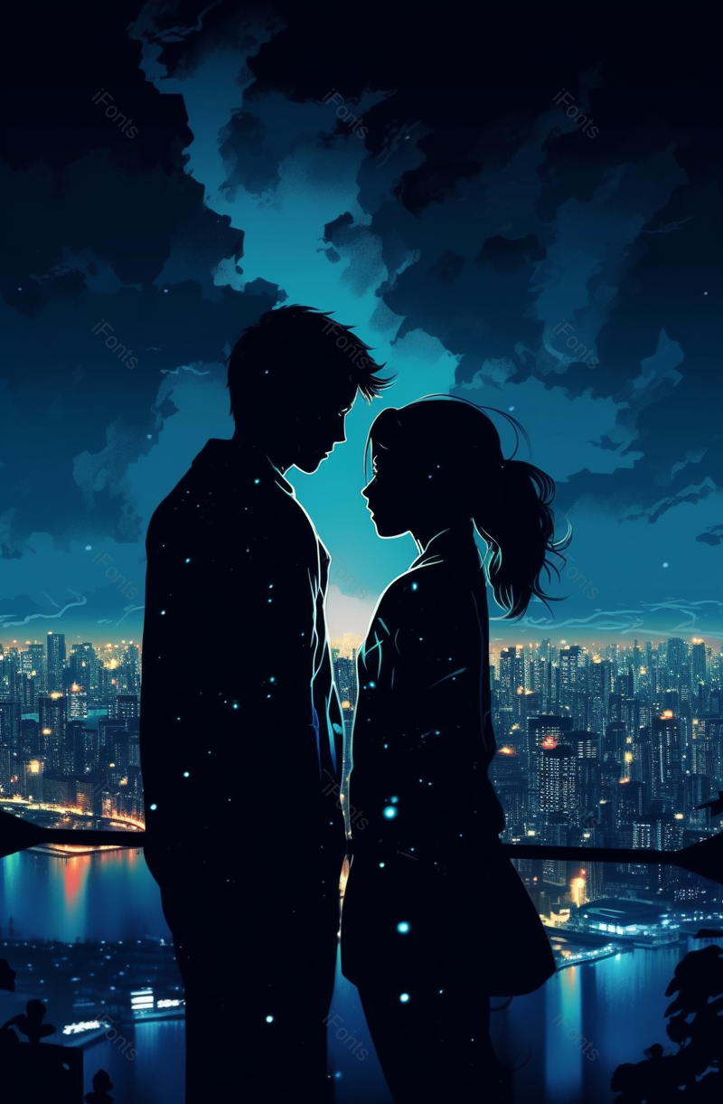 夜晚星光城市情侣520情人节卡通手绘场景,插画/手绘图,插画/手绘图库,插画/手绘图下载,插画/手绘